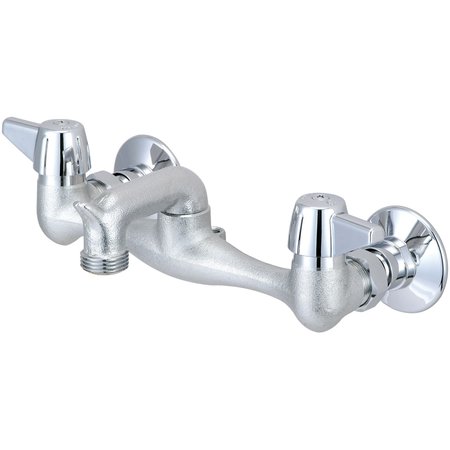 CENTRAL BRASS Two Handle Wallmount Service Sink Faucet in Rough Chrome 0051-TRC